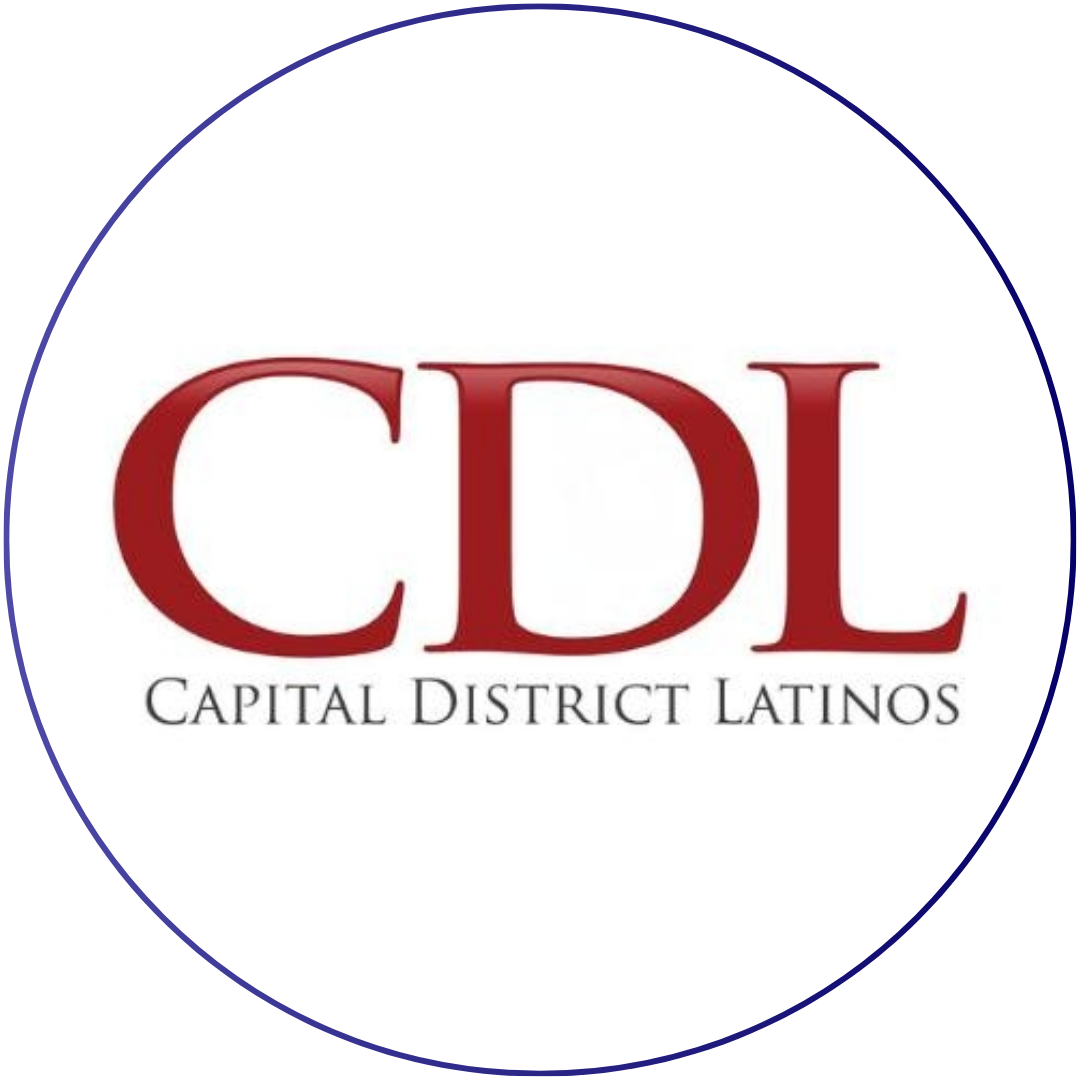 Capital District Latinos logo in circle with white background